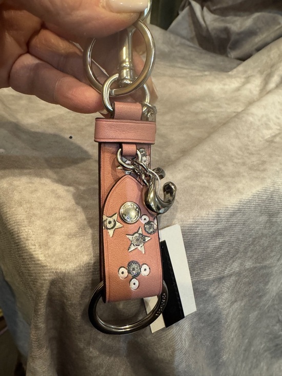 Accessories - Coach Trigger Star Leather Star Embellished Key Fob - nwt pouch